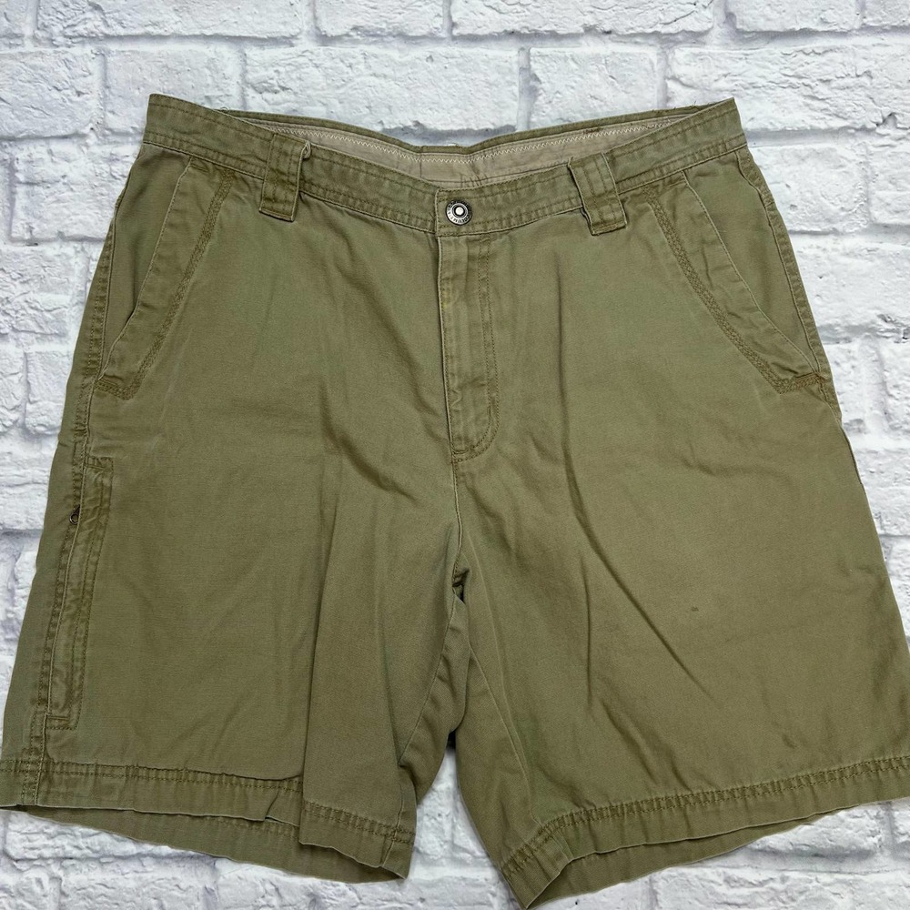 Columbia Mens Olive Khaki Hiking Shorts Size 34 9L Zip Pockets